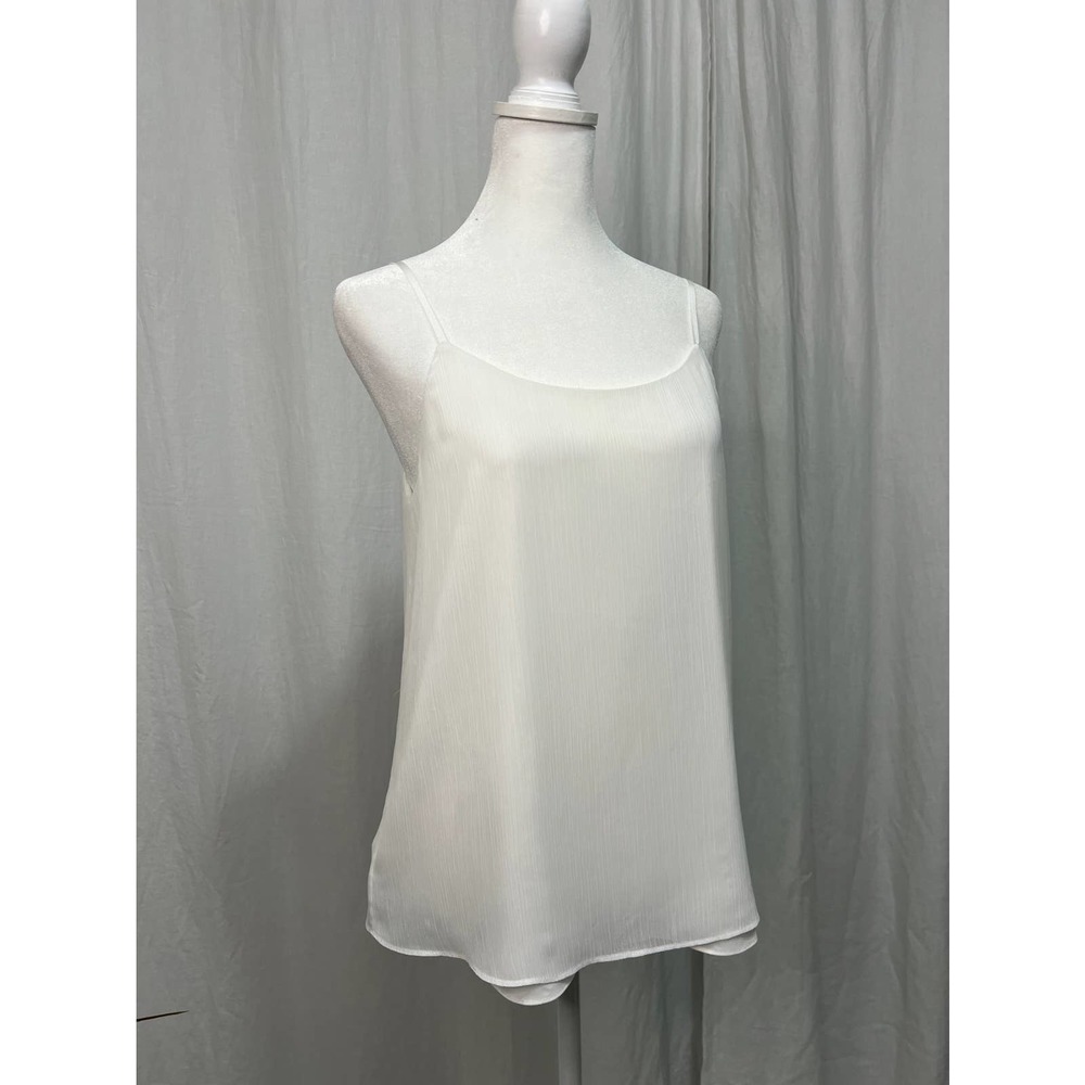 SOLD Alice + Olivia Tank Top Spaghetti Straps white Chiffon Shell Base S